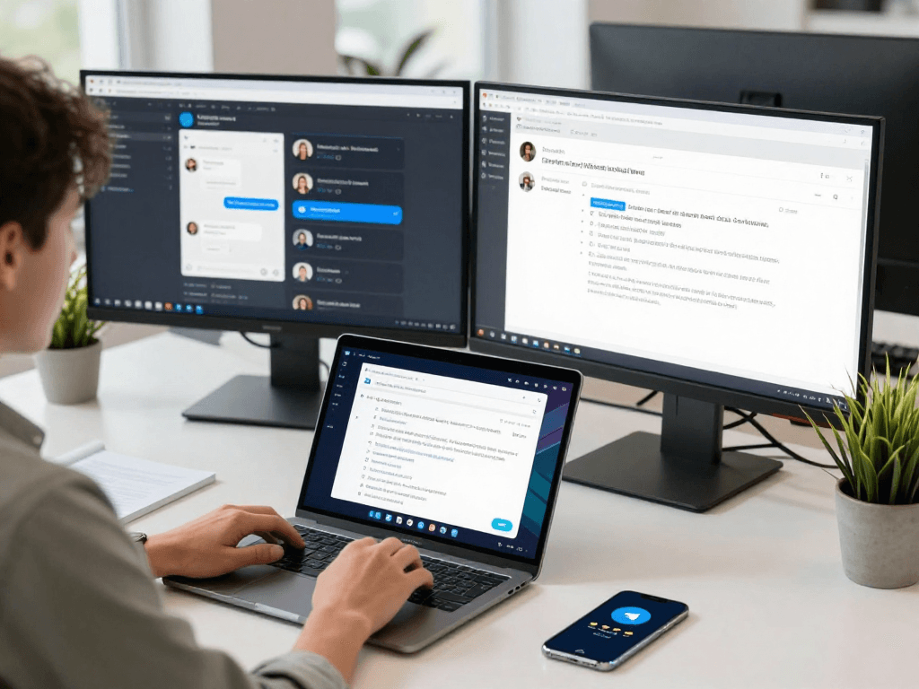 在Telegram中文版下载官网，用户在现代办公环境中使用Telegram，与多台设备同步聊天信息，展现高效沟通。
