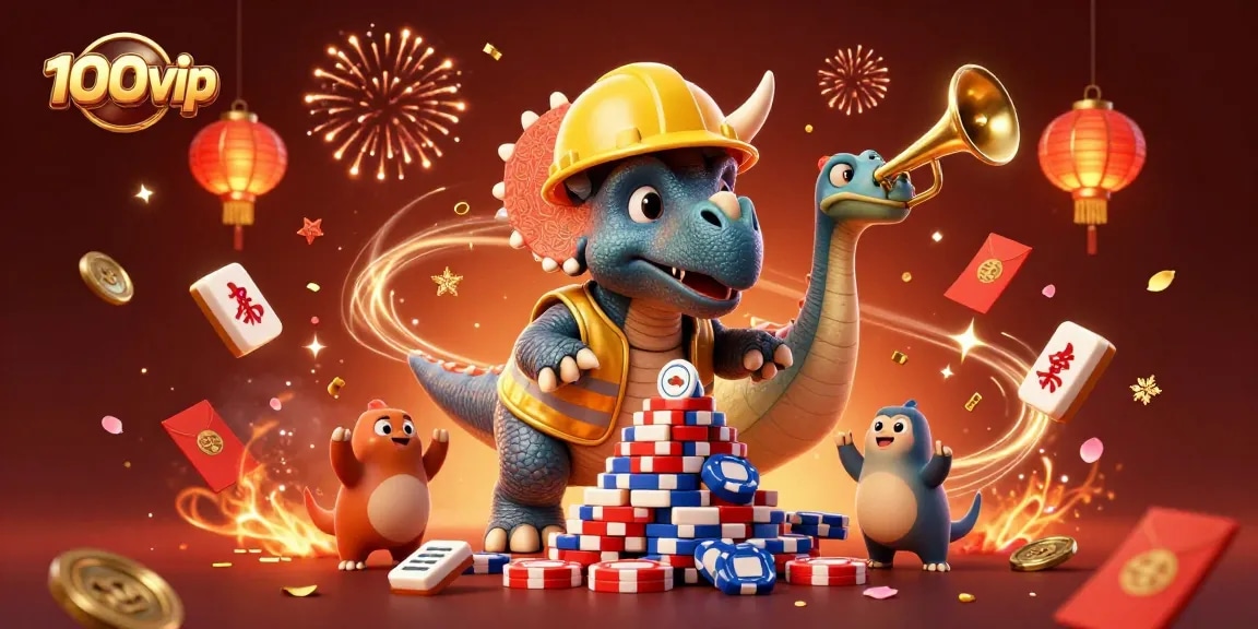 Celebrate your wins at 100vip with vibrant casino-themed 3D illustration featuring joyful characters and gaming elements.