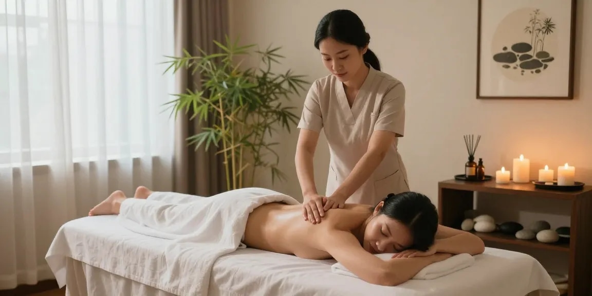 Relaxation during 부천출장안마 massage therapy session in serene spa.
