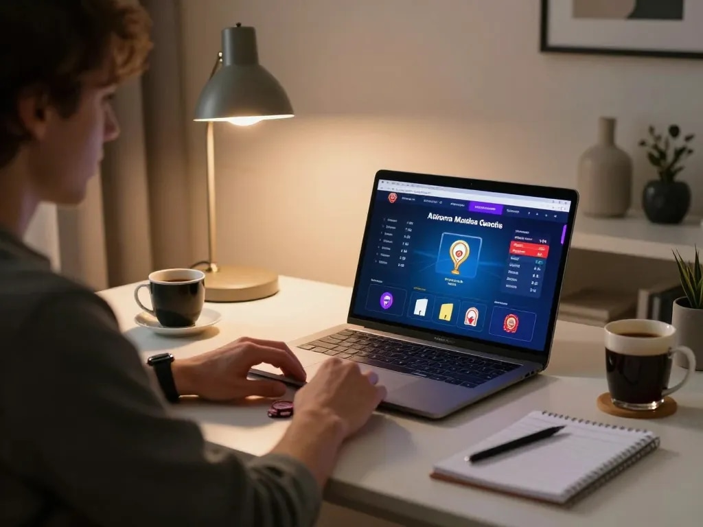 Engaging in online poker with the link chính thức SC88 in a cozy home office environment