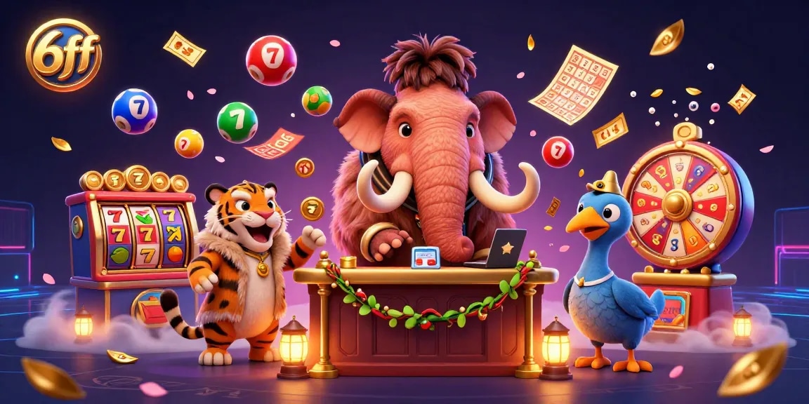 Engage with thrilling casino action as 6ff showcases vibrant slot machines and characters in a lively environment.