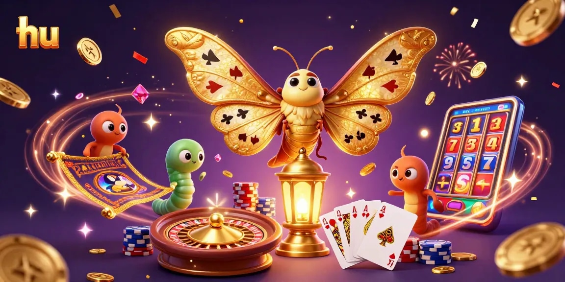 Spin to win with hu at an online casino, showcasing vibrant casino elements and festive atmosphere.