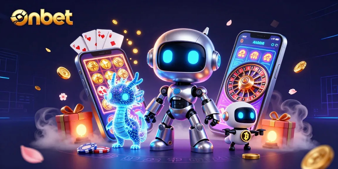 Join the action at onbet with vibrant 3D characters and dynamic casino elements showcasing exciting gambling.