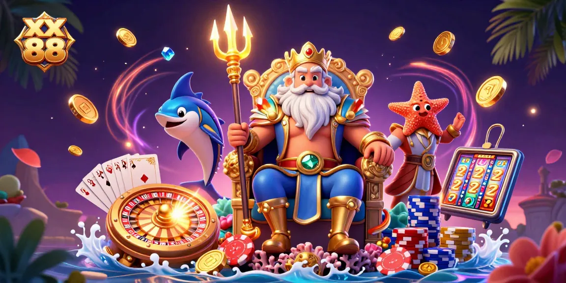 Experience the thrilling excitement of xx 88 with vibrant casino elements and charming characters in a magical scene.