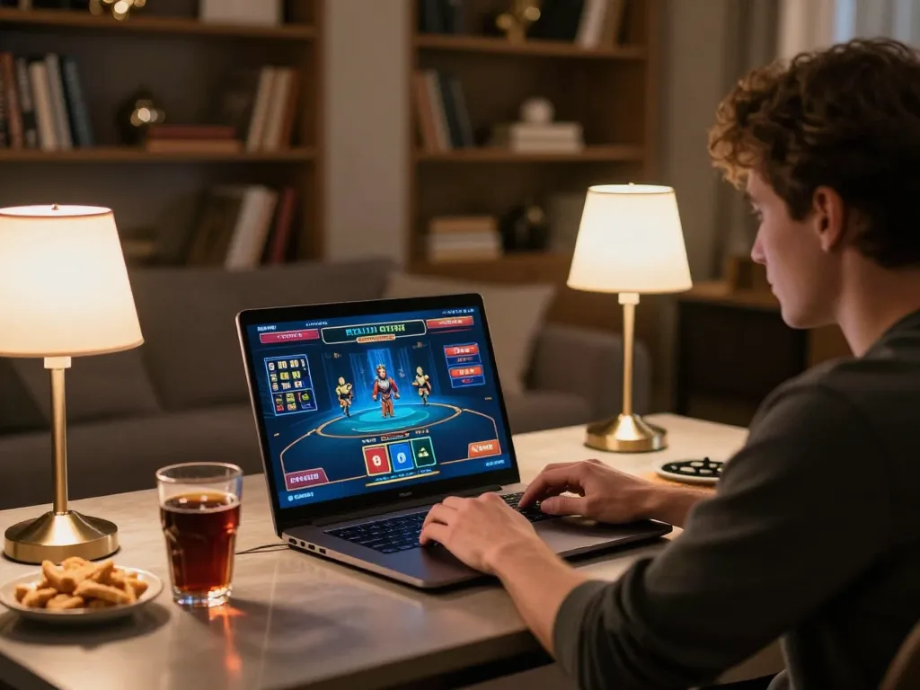 Người dùng LUCK8 tham gia vào trò chơi casino trực tuyến chiến lược tại nhà với máy tính xách tay