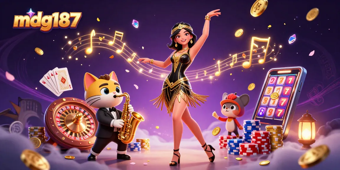 Play MDG187 at the casino with vibrant 3D elements of winnings and excitement.