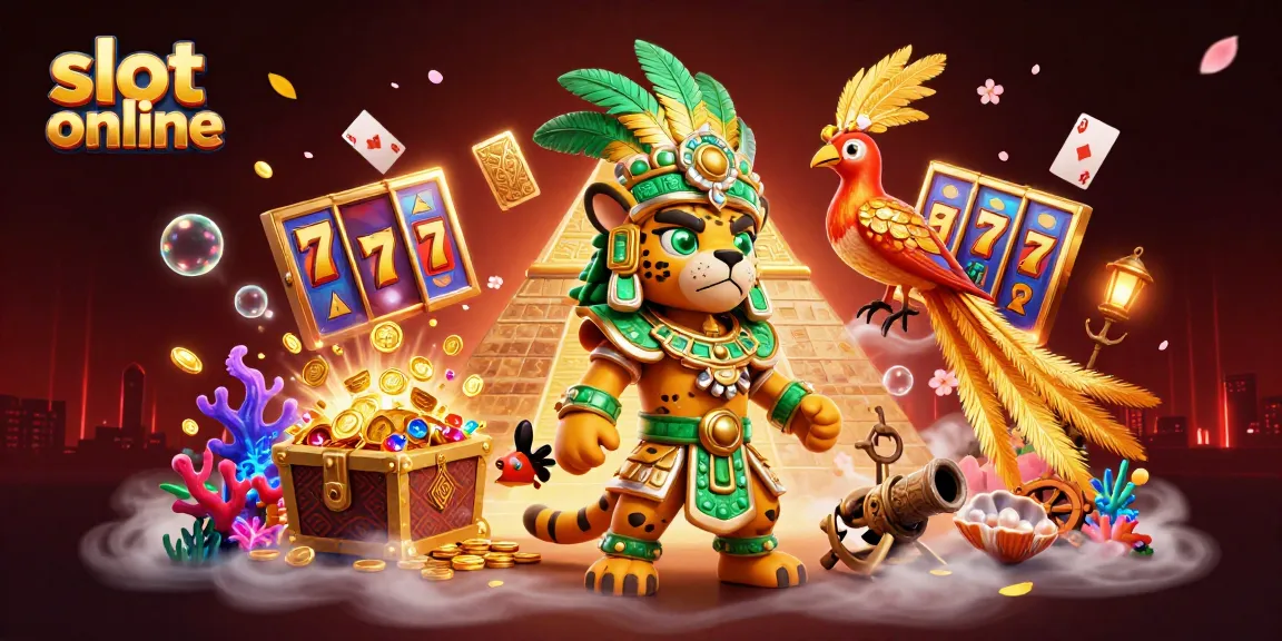 Experience slot online excitement with a Mayan priest and jackpot symbols in this vivid casino art.