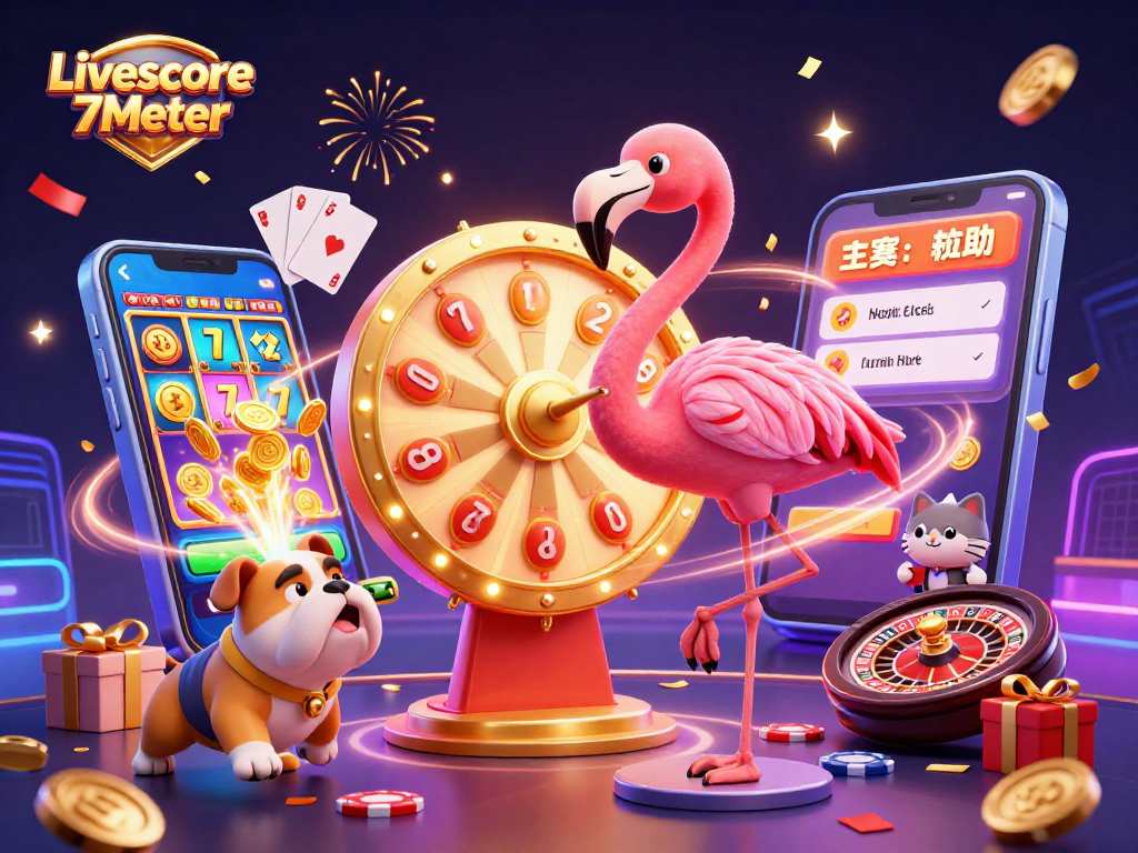 Engage in thrilling action with Livescore 7Meter, showcasing an exciting scene of gaming elements and lively characters.