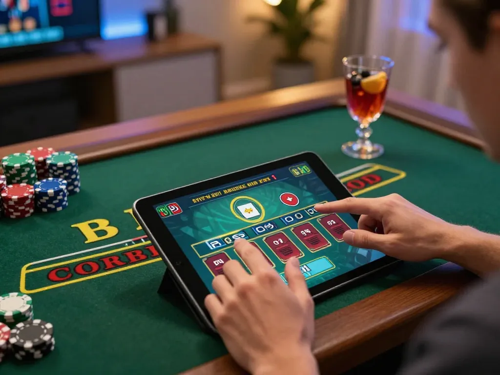 Player engaging in live-dealer Baccarat on 8kbet, promoting online gambling excitement and responsible gaming.
