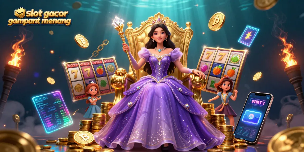 Spin and win with slot gacor gampang menang and colorful slot reels in an engaging 3D scene.
