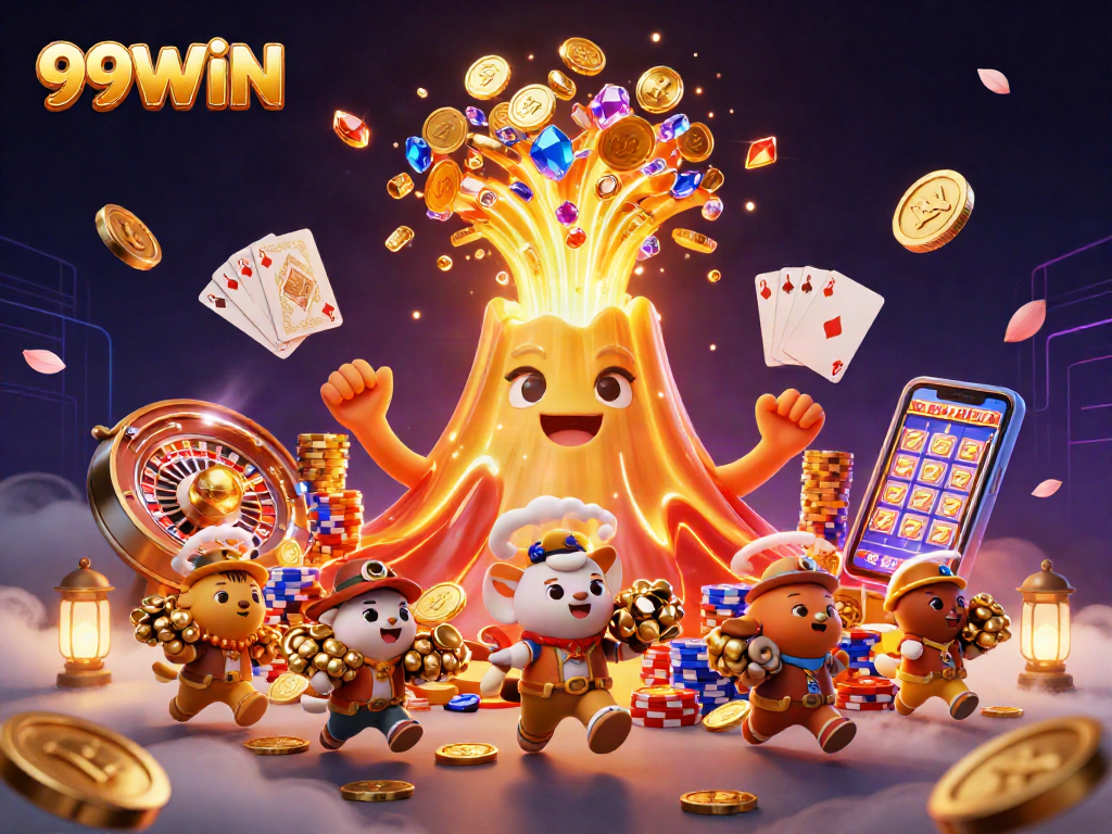 99WIN immerses players in a thrilling 3D casino experience filled with coins and treasures.