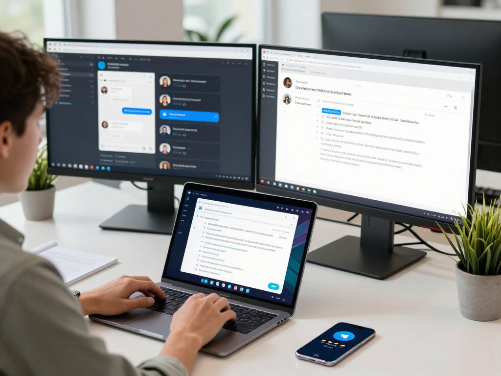 在Telegram中文版下载官网，用户在现代办公环境中使用Telegram，与多台设备同步聊天信息，展现高效沟通。