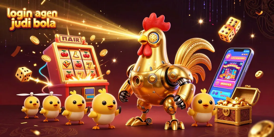 Join the thrill of login agen judi bola with a vibrant 3D illustration showcasing exciting casino elements.