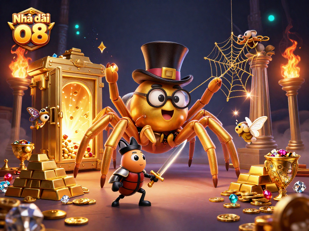 Experience the excitement of Nhà cái o8 with a vibrant 3D casino illustration showcasing interactive gameplay.