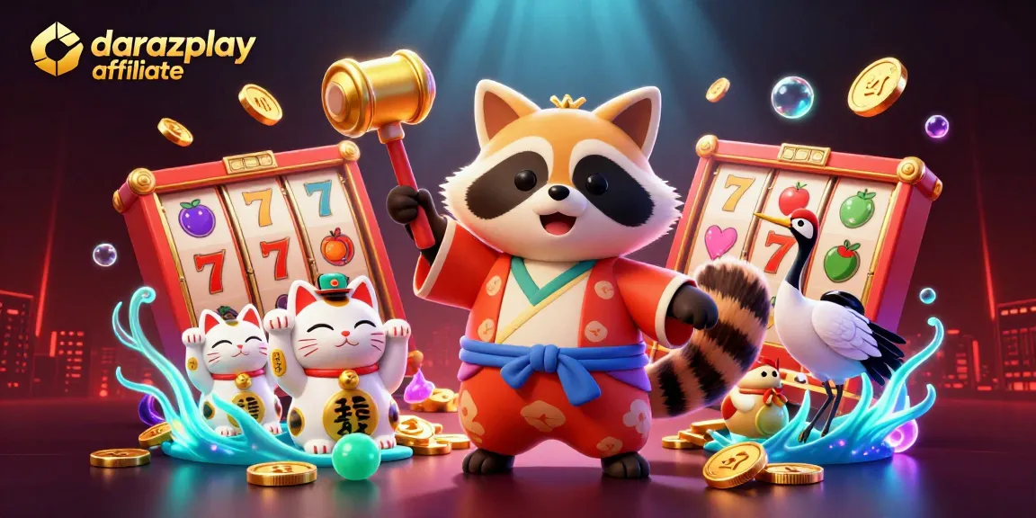 Experience the excitement of the Darazplay affiliate with vibrant casino elements and joyful characters.
