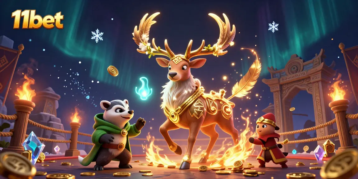 Engage with 11bet through an immersive 3D casino scene featuring magical creatures and vibrant elements.