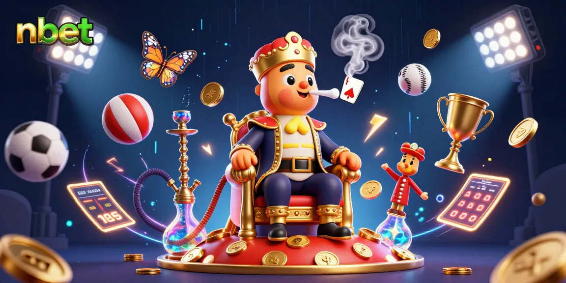Engage in thrilling action with nbet, showcasing colorful sports elements amidst an imaginative casino setting.