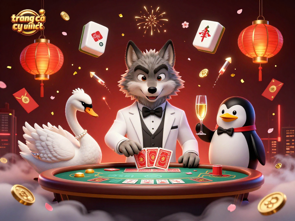 Engage with the vibrant action at trang cá cược uy tín featuring charming cartoon characters celebrating casino games.