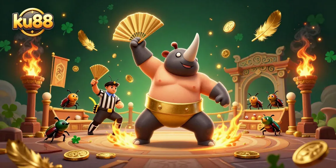 ku88's exciting casino experience depicted with dynamic characters in a thrilling gambling arena.