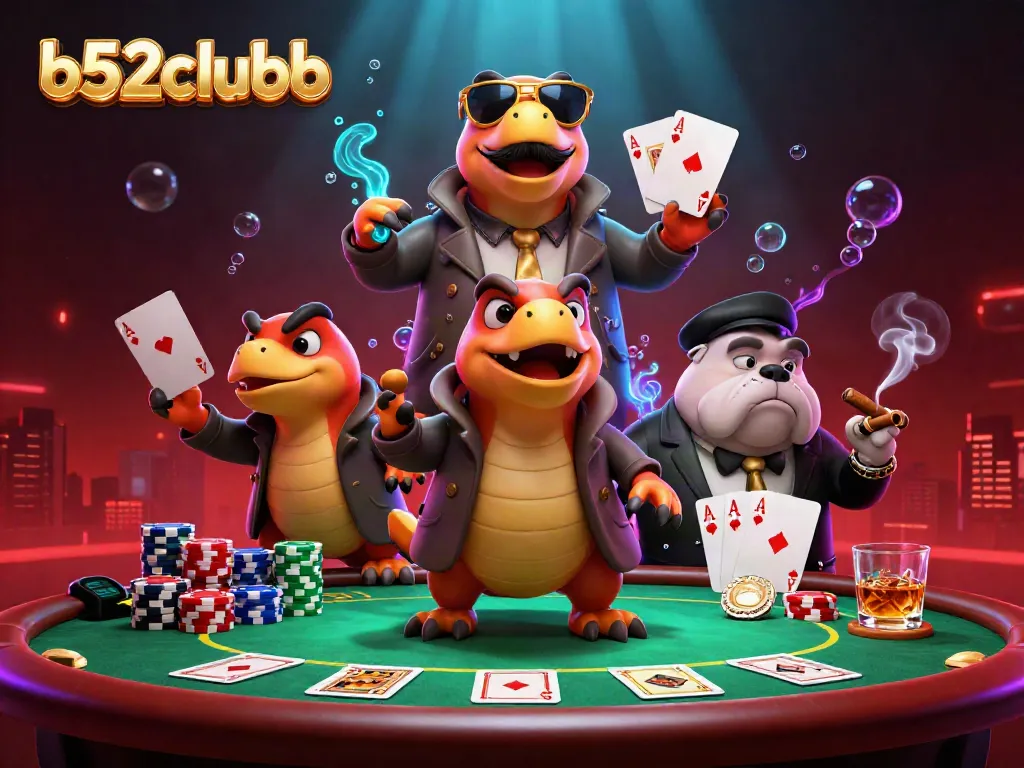 Engage in exclusive gameplay at b52clubb with daring raptors entering a VIP casino lounge.