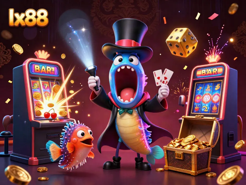 Experience victory at lx88 with a magical casino scene featuring vibrant characters and games.