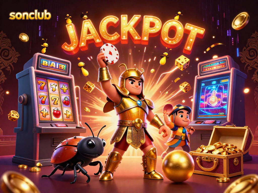 Experience thrilling jackpots at sonclub with vibrant 3D gaming elements and exciting characters.