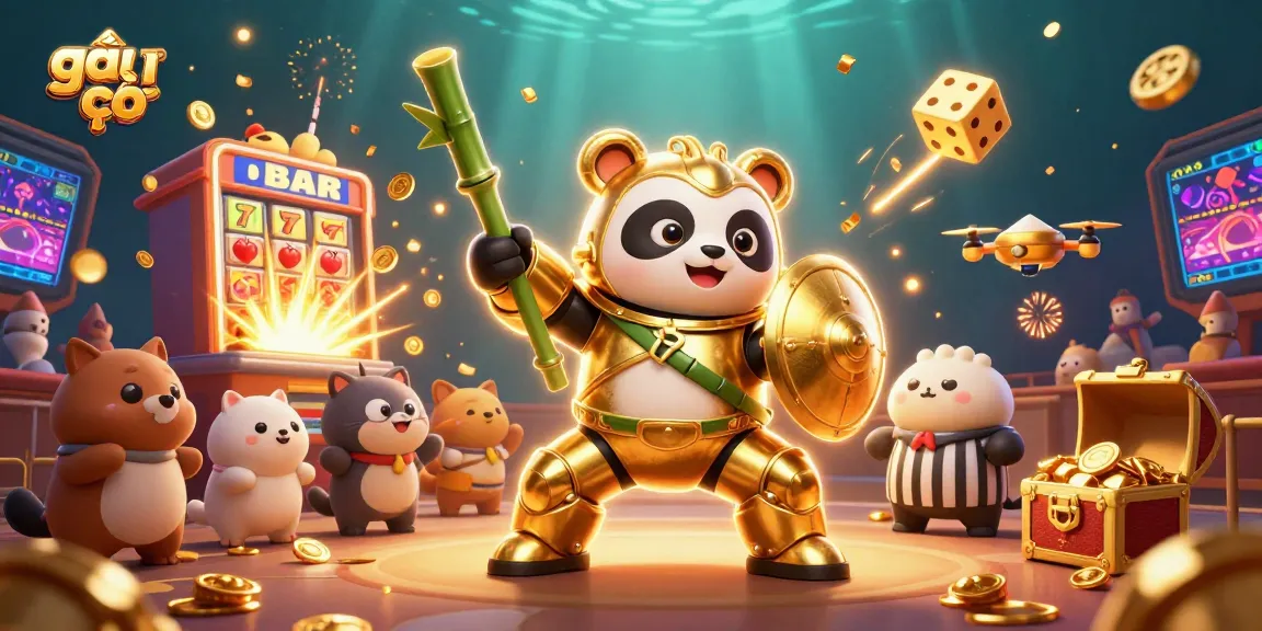 Engage in a vibrant casino world with gái gọi characters, featuring 3D slot machines and golden treasures.