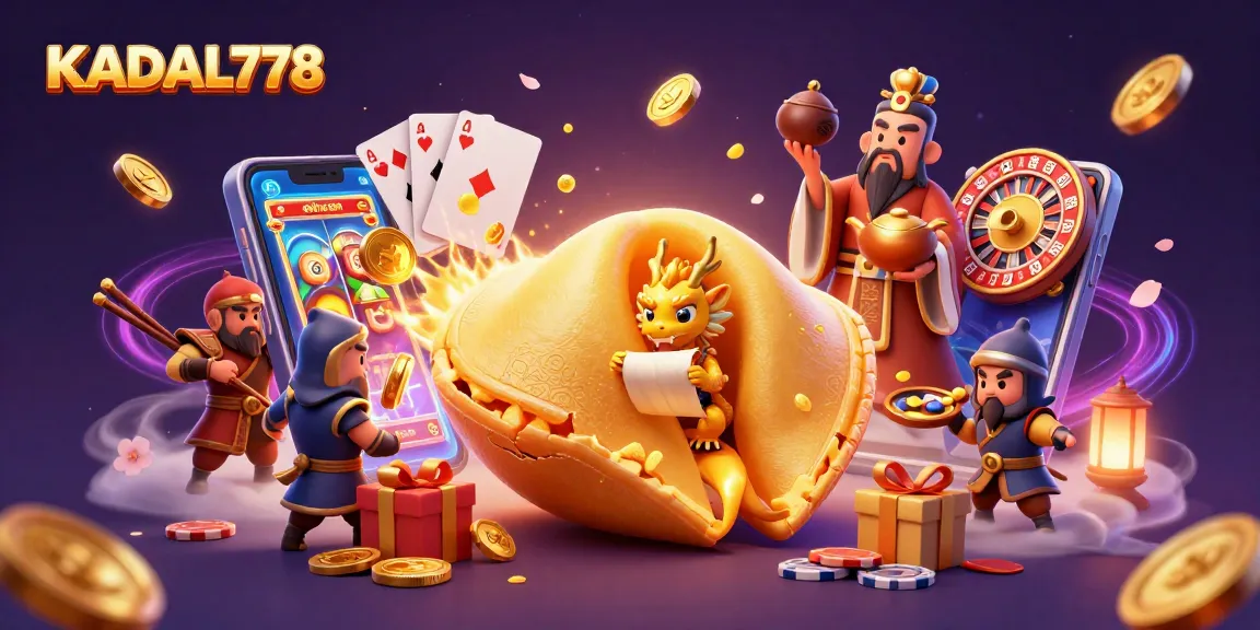 KADAL778 offers exhilarating gaming experiences with golden fortune cookie characters and dynamic slot elements.