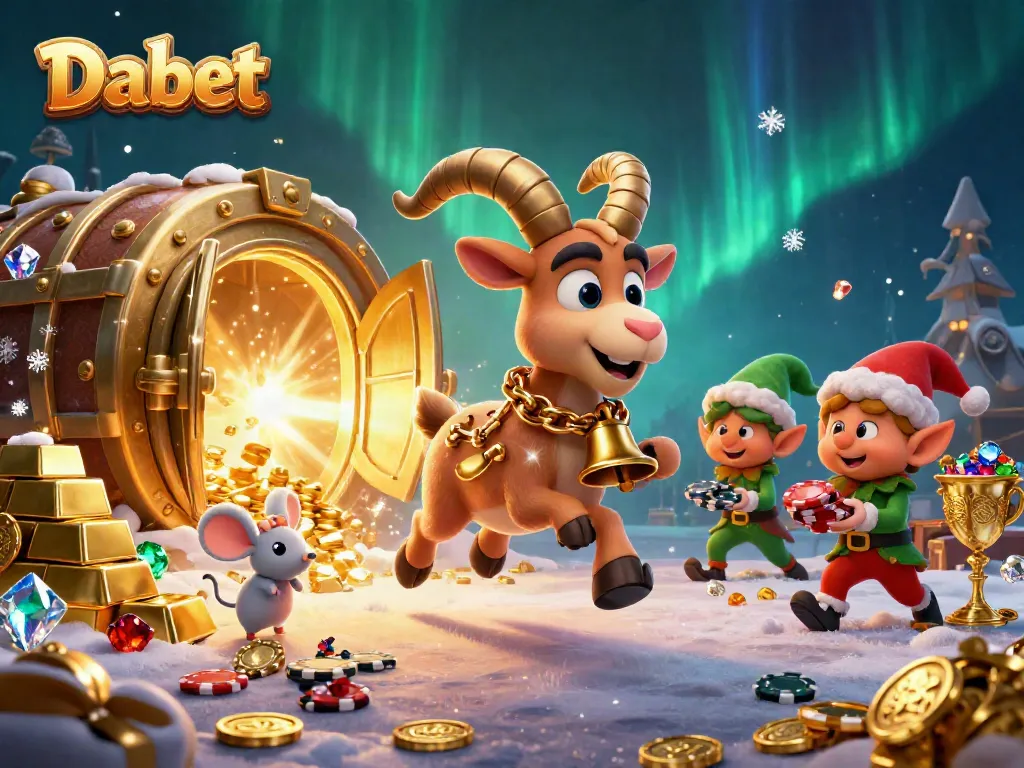 Experience Dabet's thrilling holiday casino with festive characters and treasures galore!