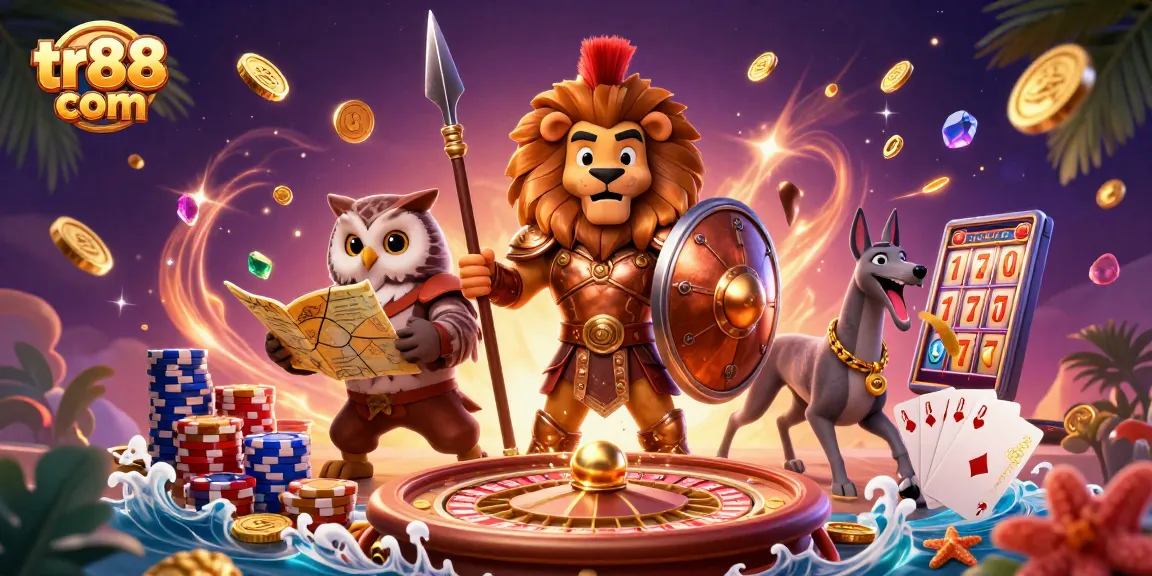 Spin to win at tr88 com with the ultimate gaming adventure featuring vibrant characters and dazzling coins.