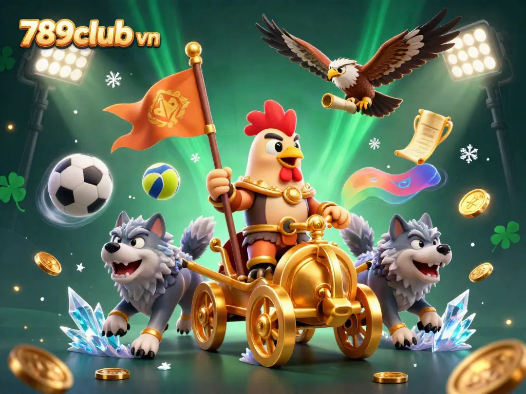 Engage in thrilling gameplay experiences at 789club vn with a dynamic illustration depicting epic characters and rewarding game elements.