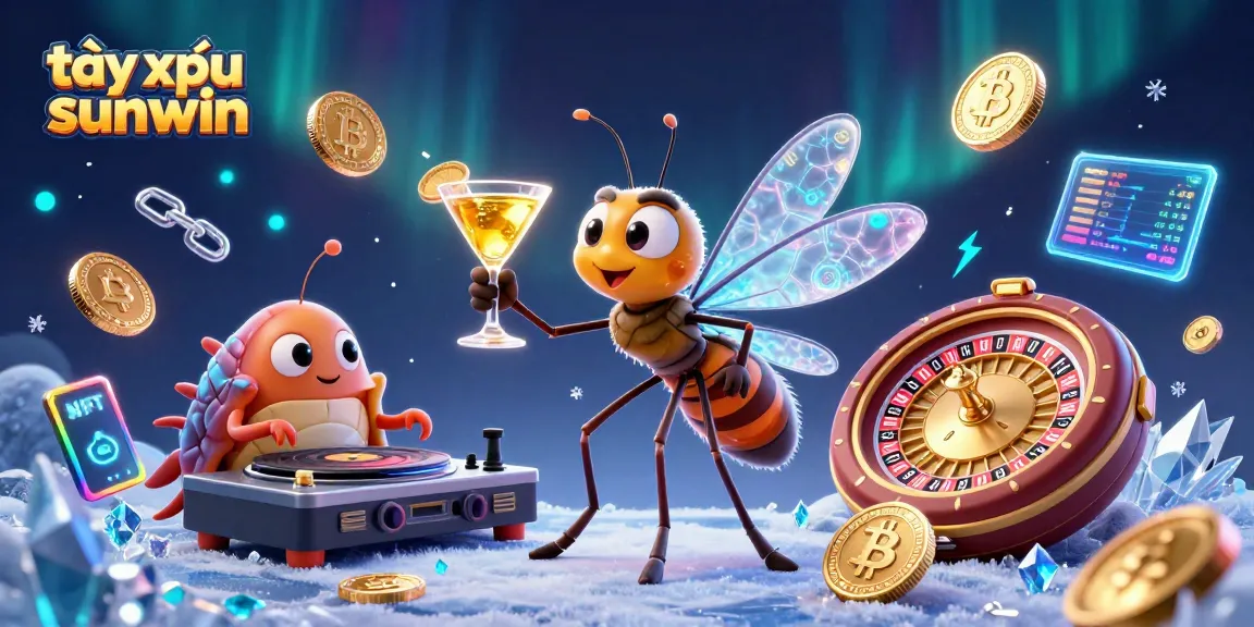 Tài xỉu sunwin illustration featuring a fun casino scene with mascots and vibrant gaming elements.