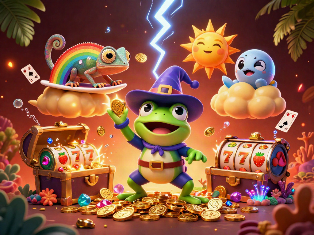 Experience thrilling zbet casino action with vibrant characters amid a shower of gold coins.