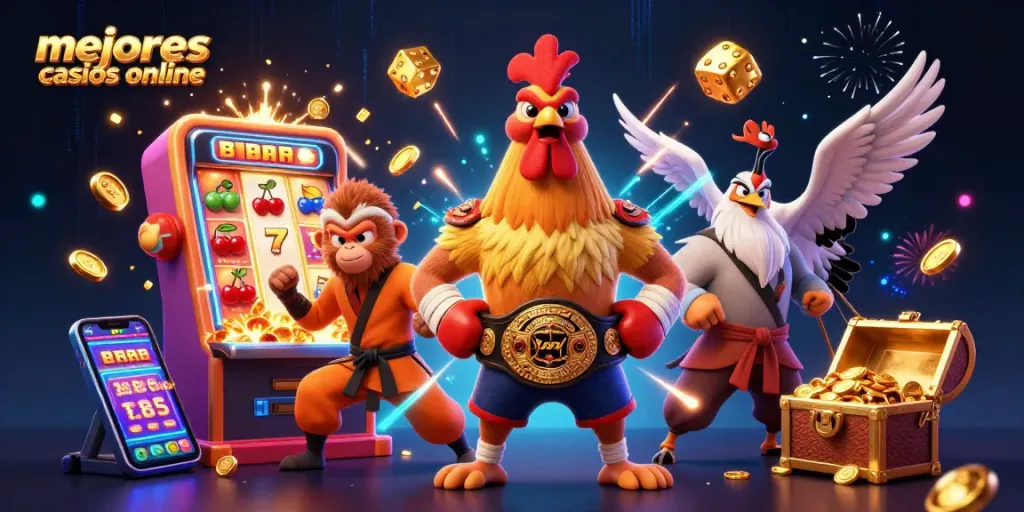 Juega en los mejores casinos online y explora jackpots con la emocionante imagen de un casino 3D.