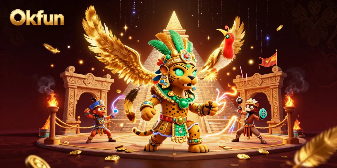 Engage with Okfun at the dynamic online casino featuring vibrant symbols, gold coins, and stunning visuals.