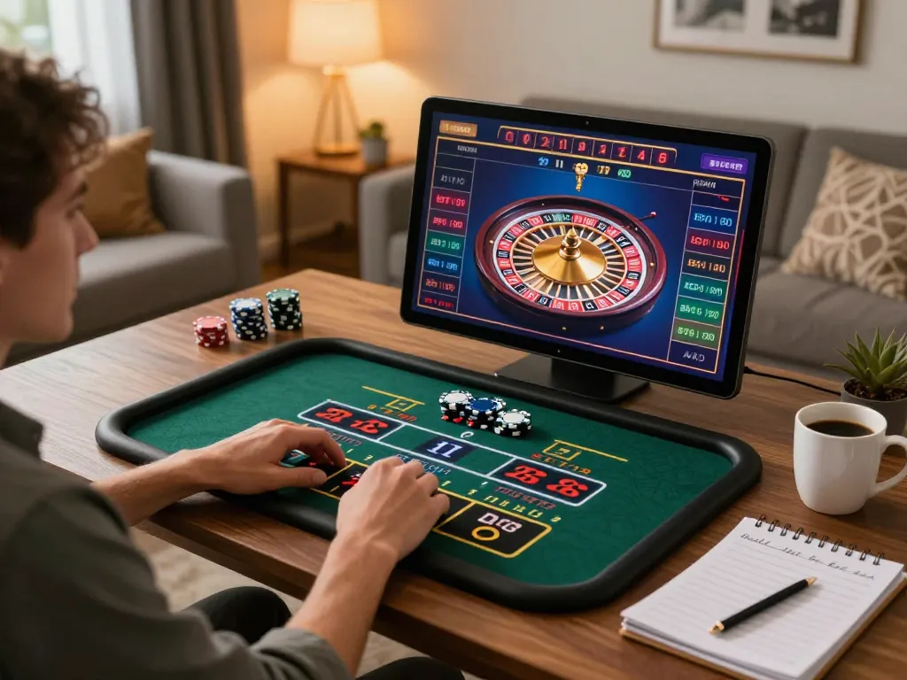Player enjoying online gambling on a tablet with 88clbgo, as they strategize their bets.