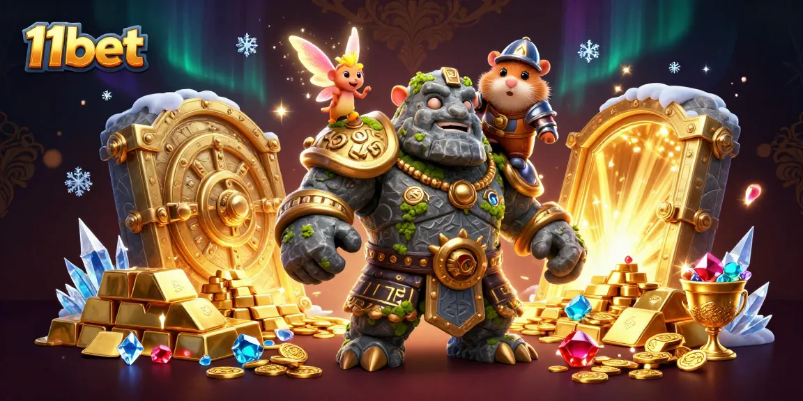 Engage in thrilling gameplay with 11bet, featuring an adventurous 3D casino scene of enchanting characters.