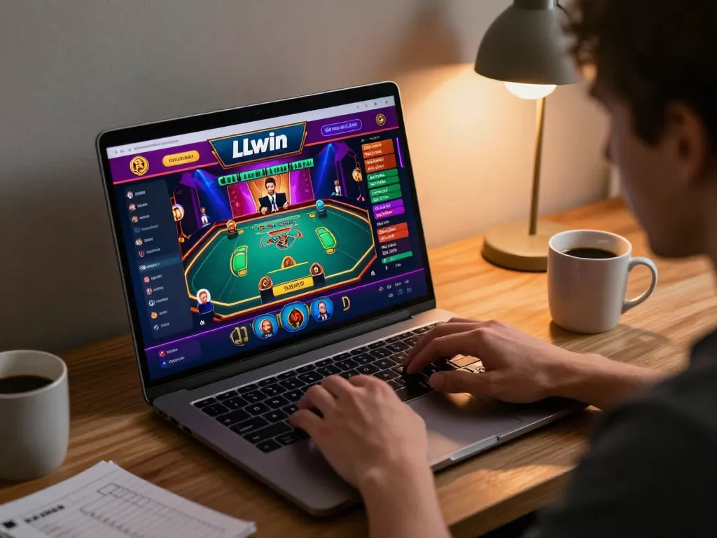Player enjoying an engaging gaming experience on LLwin's online casino platform from the comfort of home.