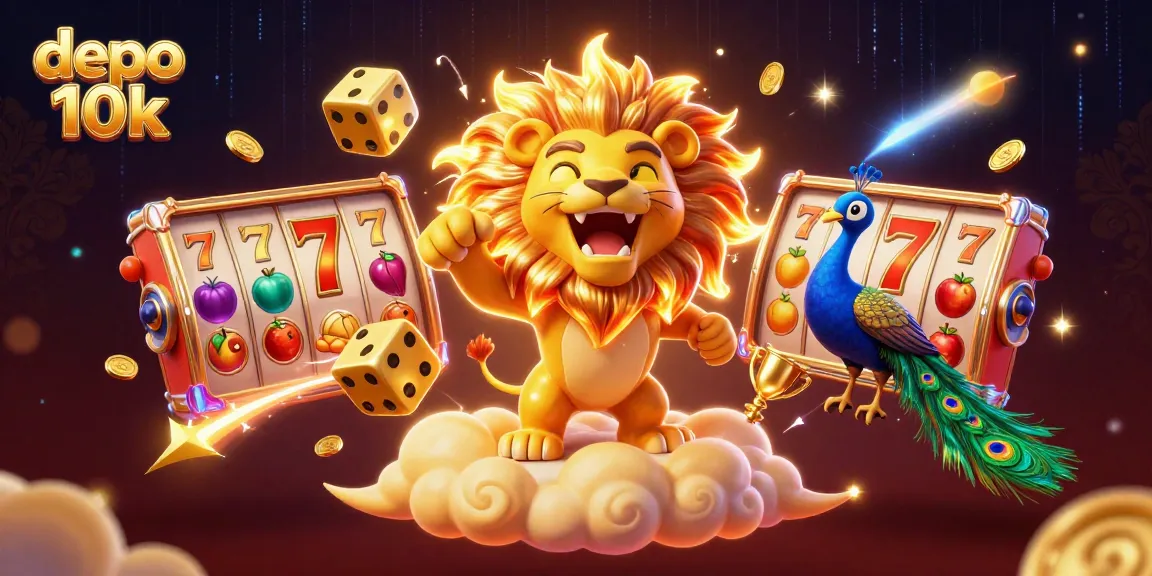 Experience big wins at depo 10k with thrilling slot games, showcasing colorful reels and golden bonuses.