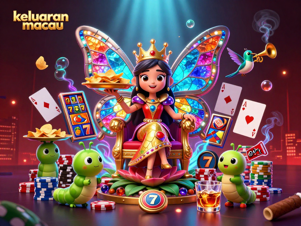 Engage in thrilling gameplay with keluaran macau, featuring a vibrant scene of classic slot elements and animated characters.