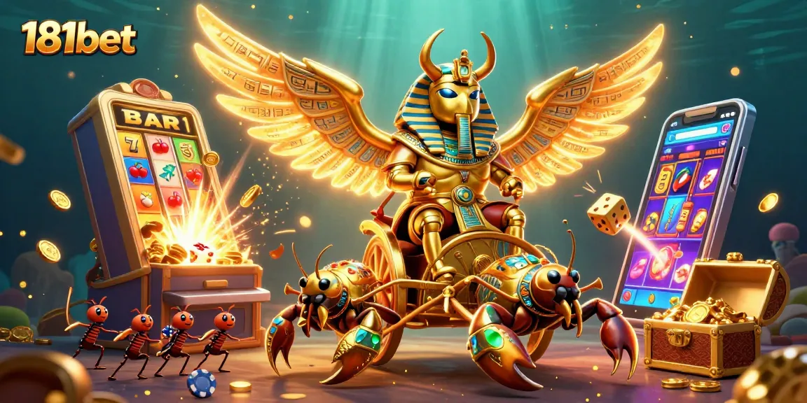 Engage with thrilling 181bet adventures featuring a golden beetle and jackpot excitement.