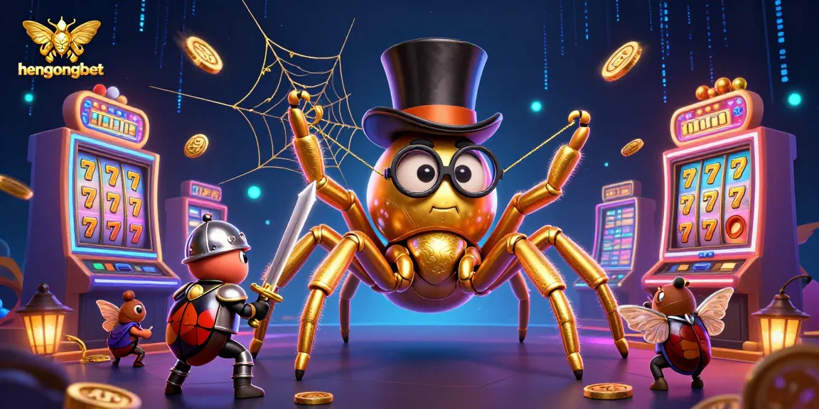 Engage with hengongbet's thrilling slot games featuring vibrant gold coins, spinning reels, and exciting characters.