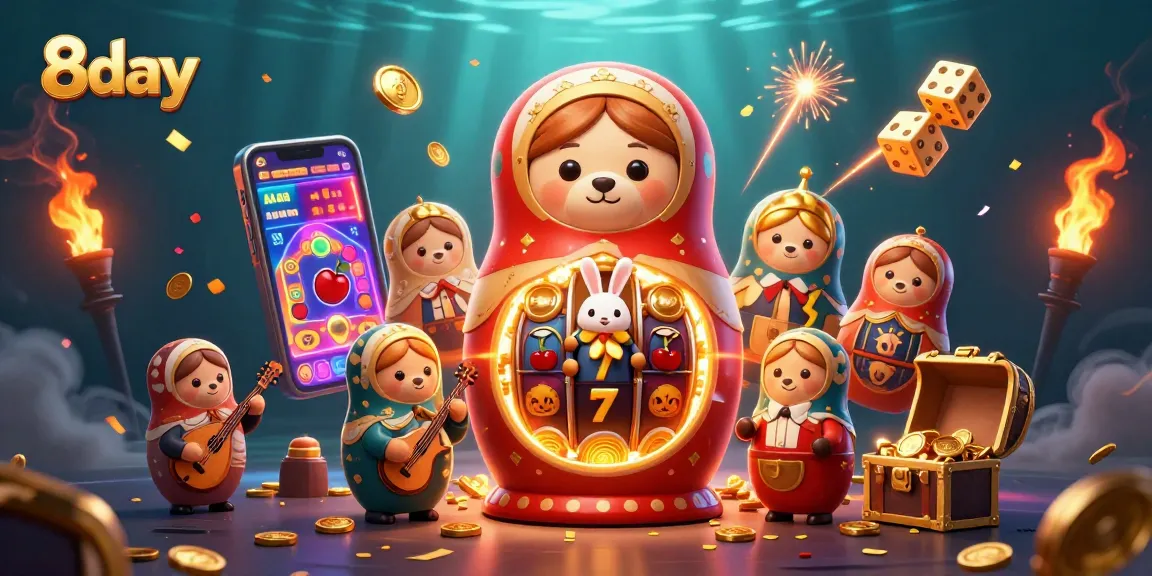Experience thrilling casino action with 8day’s vibrant 3D illustration showcasing jackpot excitement.