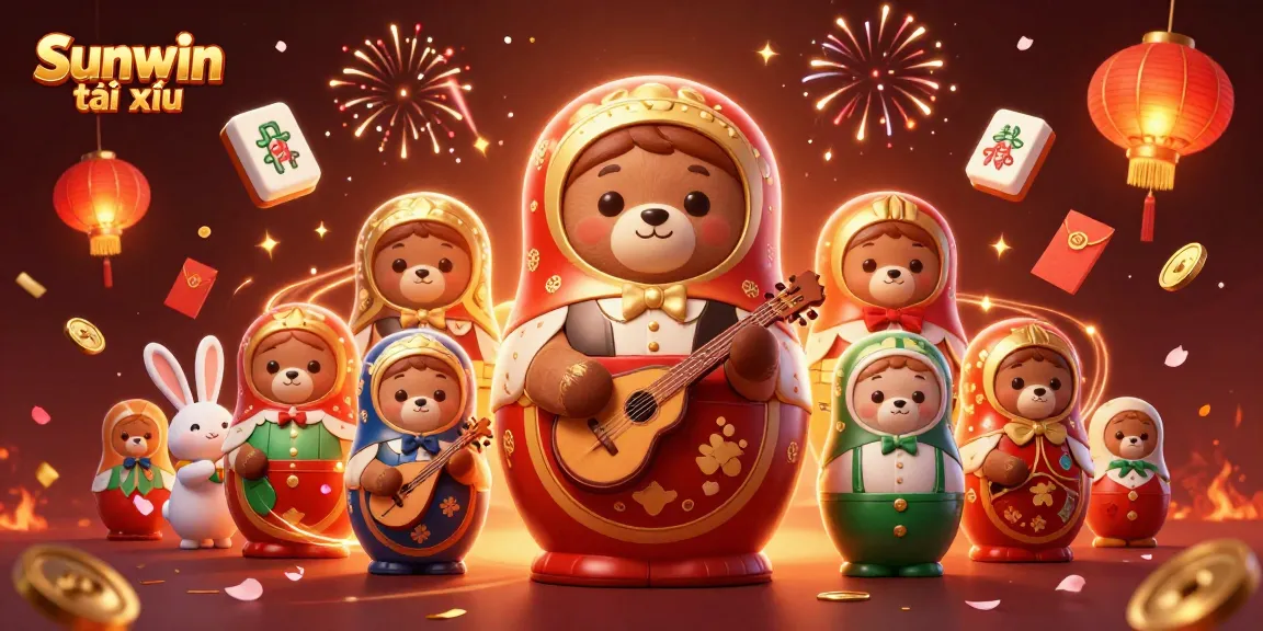 Experience the thrill of Sunwin tài xỉu with smiling bears and festive casino elements