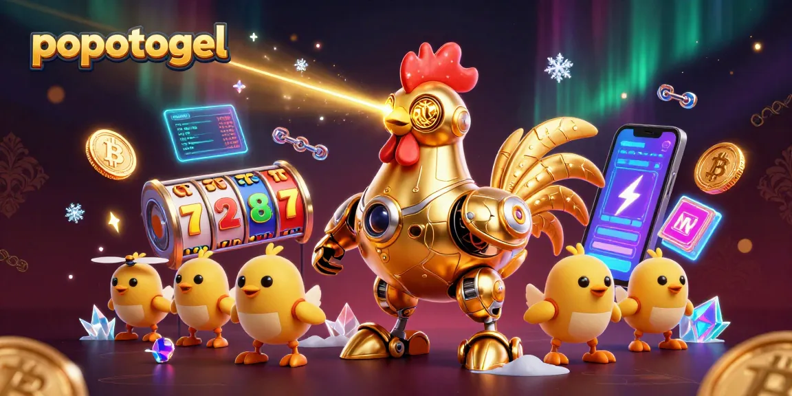 Experience popotogel's modern online slots in a vibrant 3D digital illustration.