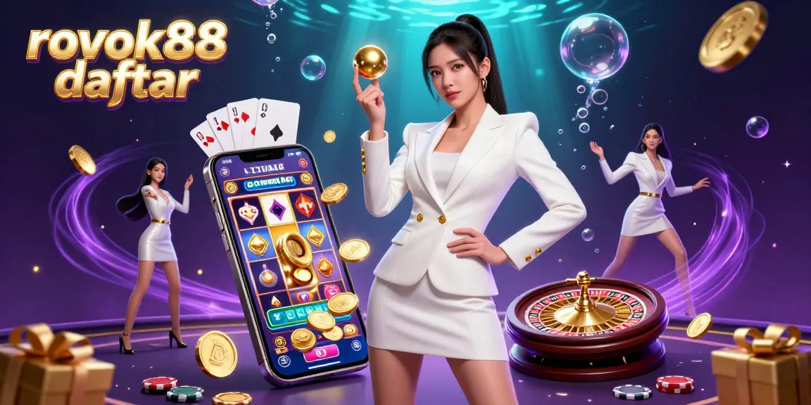 Join the excitement at rokok88 daftar, showcasing a stunning casino scene with vibrant gaming elements.