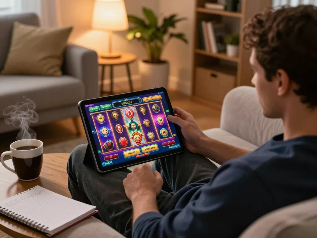 Engaging with the best online casinos in Canada from the comfort of home using a tablet.