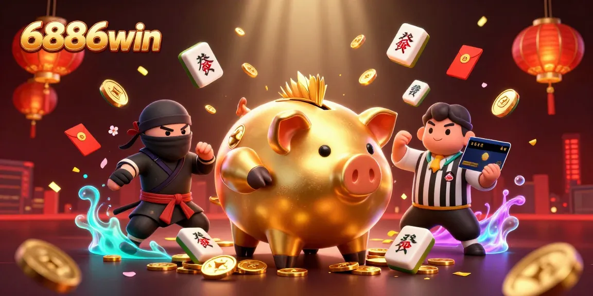Engage in thrilling underwater battles with 6886win's sumo piggy bank and fiery elements.