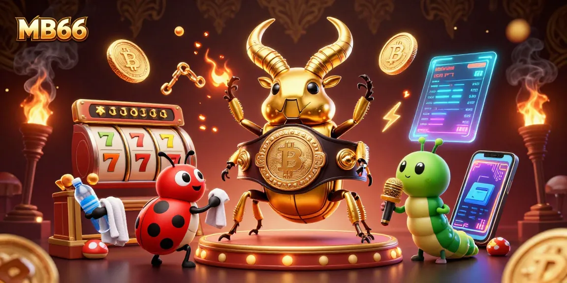 Experience thrilling gameplay with MB66 featuring a giant stag beetle, vibrant gaming elements, and dynamic betting action.