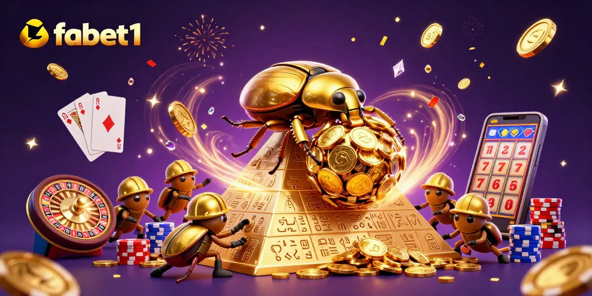 Experience fabet1's exhilarating gaming world with a vibrant scene of gold coins and casino excitement.